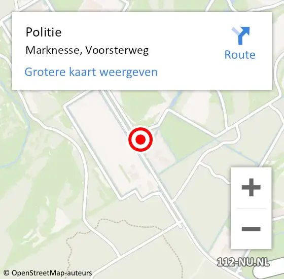 Locatie op kaart van de 112 melding: Politie Marknesse, Voorsterweg op 10 juli 2024 16:00