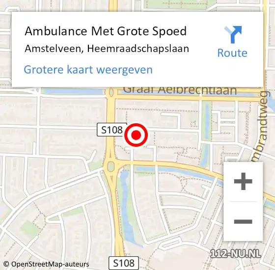 Locatie op kaart van de 112 melding: Ambulance Met Grote Spoed Naar Amstelveen, Heemraadschapslaan op 10 juli 2024 16:08