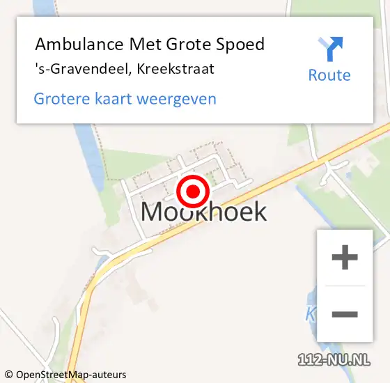 Locatie op kaart van de 112 melding: Ambulance Met Grote Spoed Naar 's-Gravendeel, Kreekstraat op 10 juli 2024 16:45