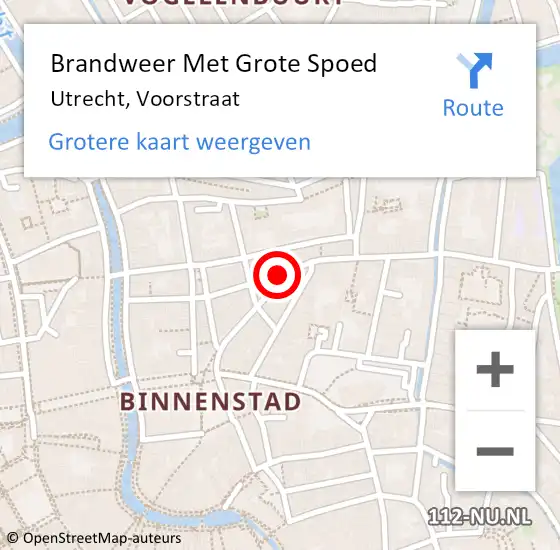 Locatie op kaart van de 112 melding: Brandweer Met Grote Spoed Naar Utrecht, Voorstraat op 10 juli 2024 16:52