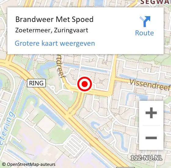 Locatie op kaart van de 112 melding: Brandweer Met Spoed Naar Zoetermeer, Zuringvaart op 10 juli 2024 17:04