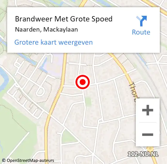 Locatie op kaart van de 112 melding: Brandweer Met Grote Spoed Naar Naarden, Mackaylaan op 10 juli 2024 17:15