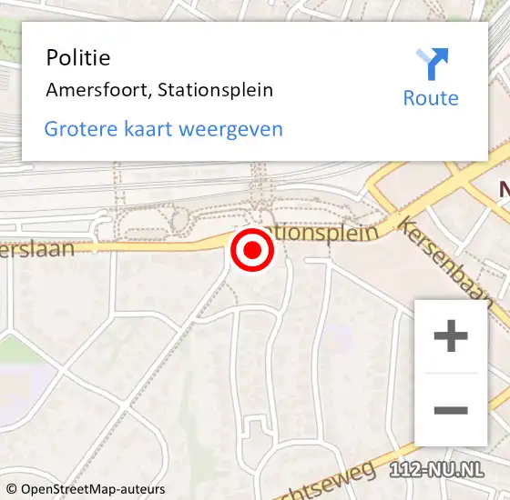 Locatie op kaart van de 112 melding: Politie Amersfoort, Stationsplein op 10 juli 2024 17:32