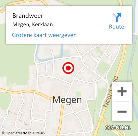 Locatie op kaart van de 112 melding: Brandweer Megen, Kerklaan op 12 oktober 2014 16:38