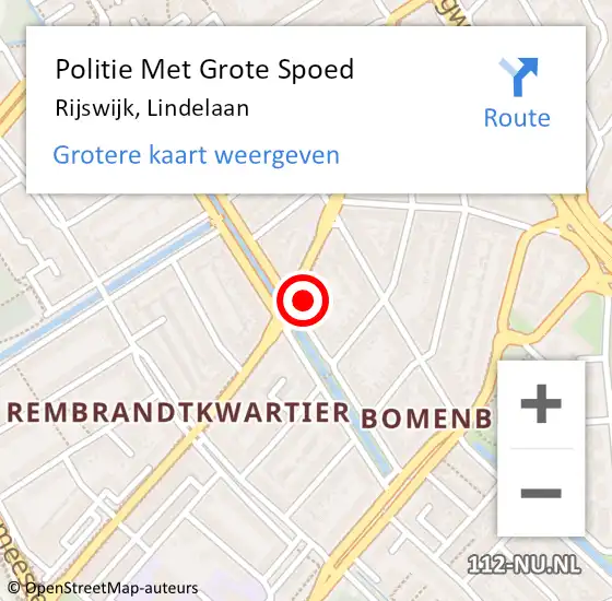 Locatie op kaart van de 112 melding: Politie Met Grote Spoed Naar Rijswijk, Lindelaan op 10 juli 2024 18:16