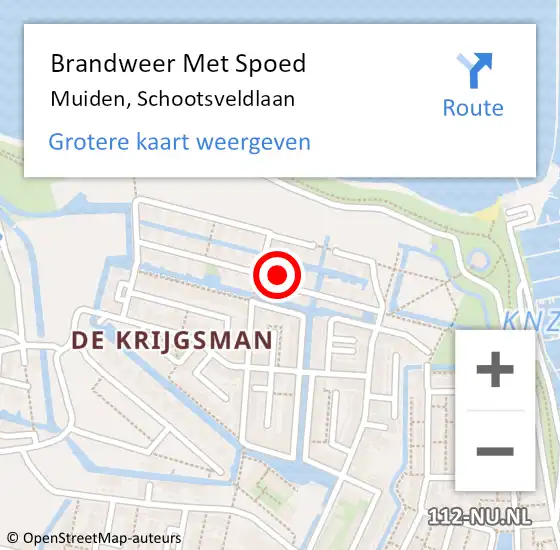 Locatie op kaart van de 112 melding: Brandweer Met Spoed Naar Muiden, Schootsveldlaan op 10 juli 2024 18:17