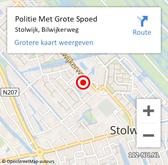 Locatie op kaart van de 112 melding: Politie Met Grote Spoed Naar Stolwijk, Bilwijkerweg op 10 juli 2024 18:18