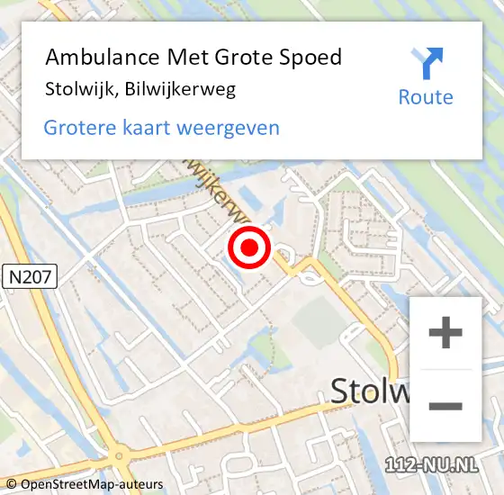 Locatie op kaart van de 112 melding: Ambulance Met Grote Spoed Naar Stolwijk, Bilwijkerweg op 10 juli 2024 18:18