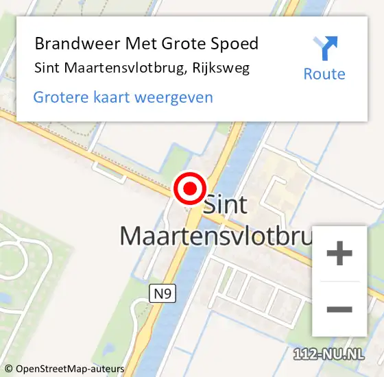 Locatie op kaart van de 112 melding: Brandweer Met Grote Spoed Naar Sint Maartensvlotbrug, Rijksweg op 12 oktober 2014 16:43