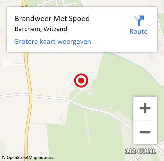 Locatie op kaart van de 112 melding: Brandweer Met Spoed Naar Barchem, Witzand op 10 juli 2024 18:30