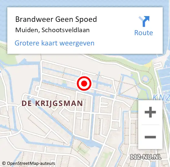 Locatie op kaart van de 112 melding: Brandweer Geen Spoed Naar Muiden, Schootsveldlaan op 10 juli 2024 18:32