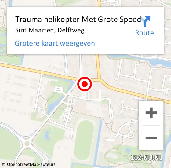 Locatie op kaart van de 112 melding: Trauma helikopter Met Grote Spoed Naar Sint Maarten, Delftweg op 10 juli 2024 18:42