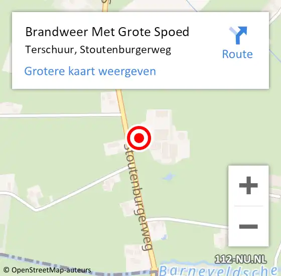 Locatie op kaart van de 112 melding: Brandweer Met Grote Spoed Naar Terschuur, Stoutenburgerweg op 10 juli 2024 19:25