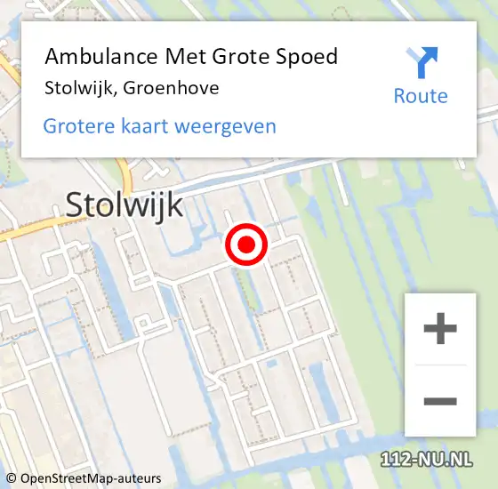 Locatie op kaart van de 112 melding: Ambulance Met Grote Spoed Naar Stolwijk, Groenhove op 10 juli 2024 19:25