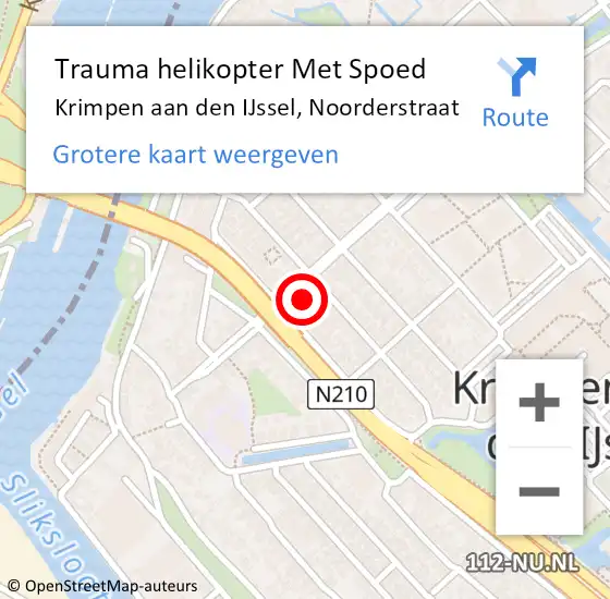 Locatie op kaart van de 112 melding: Trauma helikopter Met Spoed Naar Krimpen aan den IJssel, Noorderstraat op 10 juli 2024 19:35