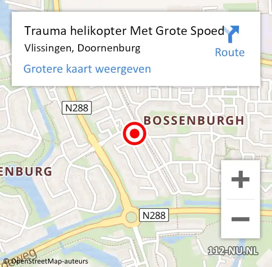 Locatie op kaart van de 112 melding: Trauma helikopter Met Grote Spoed Naar Vlissingen, Doornenburg op 10 juli 2024 19:44