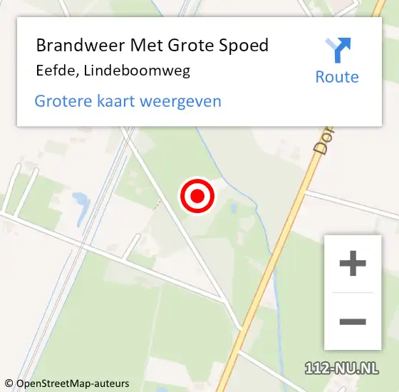 Locatie op kaart van de 112 melding: Brandweer Met Grote Spoed Naar Eefde, Lindeboomweg op 10 juli 2024 19:49