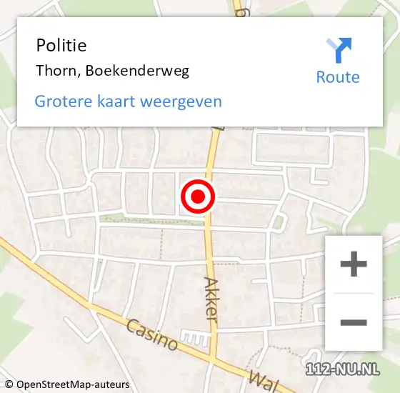 Locatie op kaart van de 112 melding: Politie Thorn, Boekenderweg op 10 juli 2024 20:08