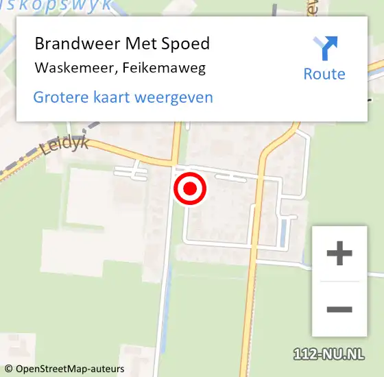 Locatie op kaart van de 112 melding: Brandweer Met Spoed Naar Waskemeer, Feikemaweg op 10 juli 2024 20:09