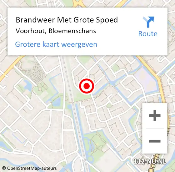 Locatie op kaart van de 112 melding: Brandweer Met Grote Spoed Naar Voorhout, Bloemenschans op 10 juli 2024 20:20