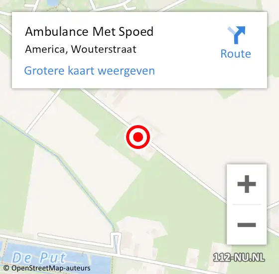 Locatie op kaart van de 112 melding: Ambulance Met Spoed Naar America, Wouterstraat op 12 oktober 2014 16:54