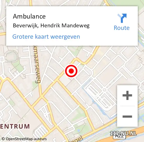 Locatie op kaart van de 112 melding: Ambulance Beverwijk, Hendrik Mandeweg op 10 juli 2024 20:34