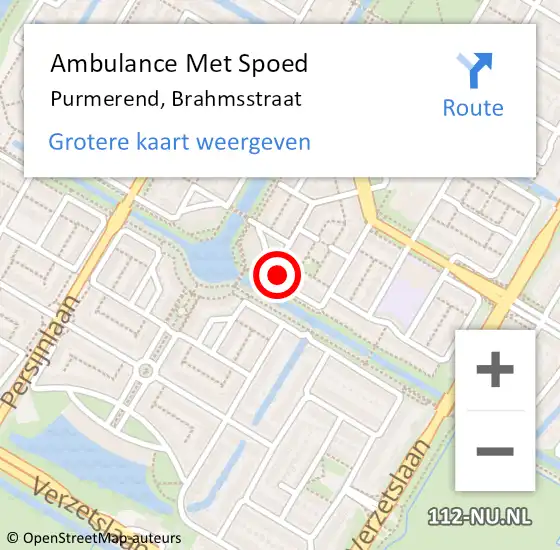 Locatie op kaart van de 112 melding: Ambulance Met Spoed Naar Purmerend, Brahmsstraat op 10 juli 2024 20:35