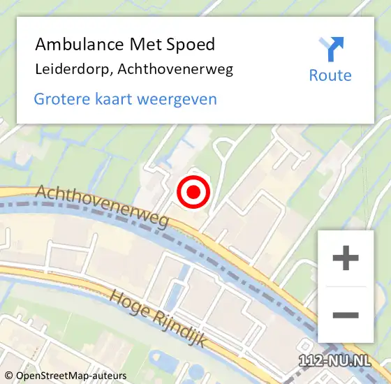 Locatie op kaart van de 112 melding: Ambulance Met Spoed Naar Leiderdorp, Achthovenerweg op 10 juli 2024 20:45