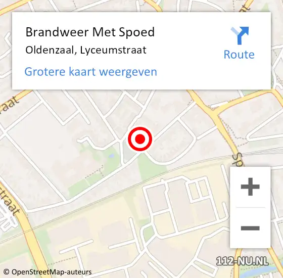 Locatie op kaart van de 112 melding: Brandweer Met Spoed Naar Oldenzaal, Lyceumstraat op 10 juli 2024 20:48