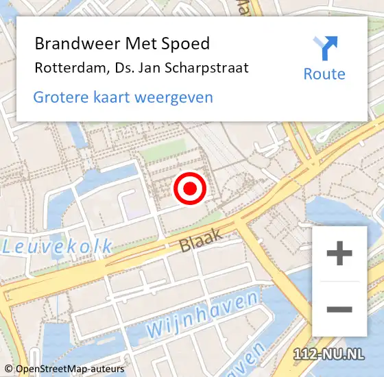 Locatie op kaart van de 112 melding: Brandweer Met Spoed Naar Rotterdam, Ds. Jan Scharpstraat op 10 juli 2024 20:50