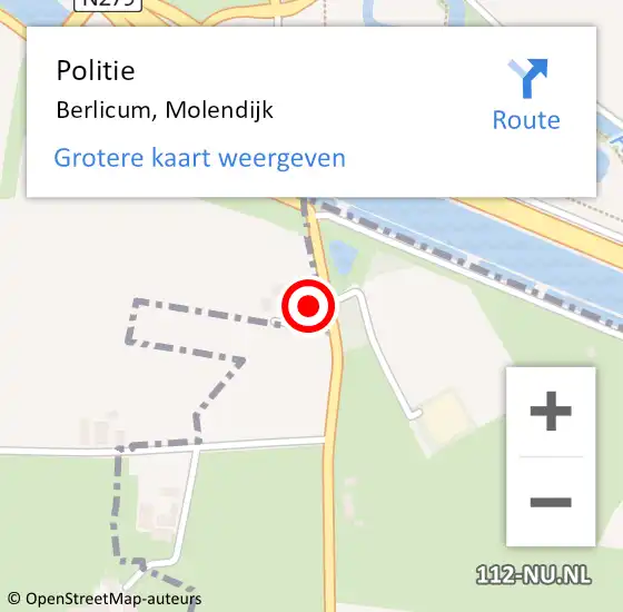 Locatie op kaart van de 112 melding: Politie Berlicum, Molendijk op 10 juli 2024 20:57