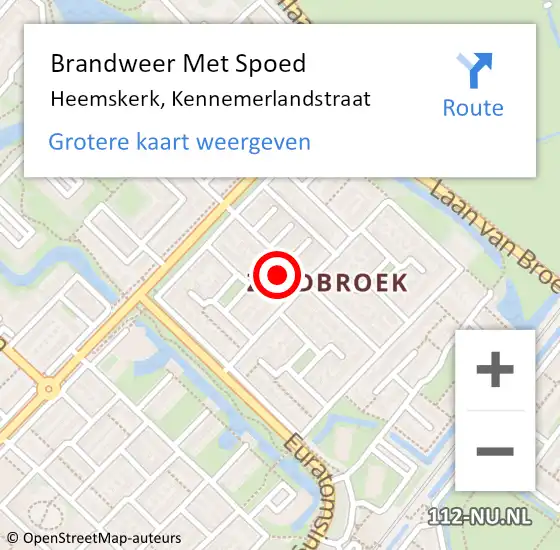 Locatie op kaart van de 112 melding: Brandweer Met Spoed Naar Heemskerk, Kennemerlandstraat op 10 juli 2024 21:02