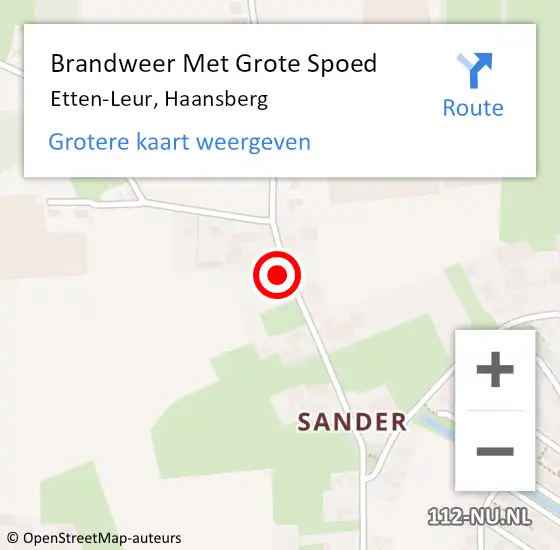 Locatie op kaart van de 112 melding: Brandweer Met Grote Spoed Naar Etten-Leur, Haansberg op 10 juli 2024 21:03