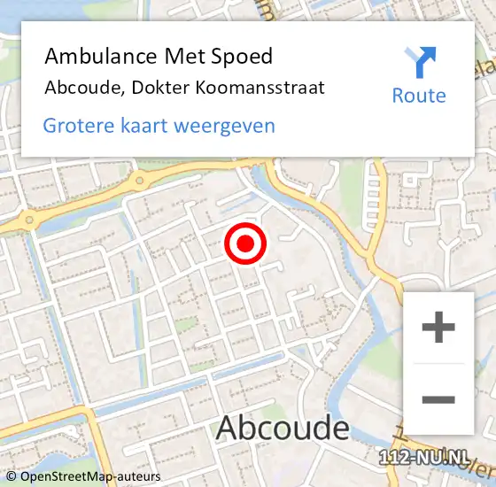 Locatie op kaart van de 112 melding: Ambulance Met Spoed Naar Abcoude, Dokter Koomansstraat op 12 oktober 2014 17:00