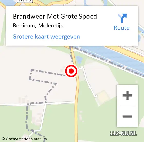 Locatie op kaart van de 112 melding: Brandweer Met Grote Spoed Naar Berlicum, Molendijk op 10 juli 2024 21:12