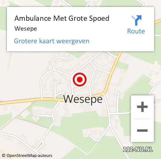 Locatie op kaart van de 112 melding: Ambulance Met Grote Spoed Naar Wesepe op 10 juli 2024 21:23