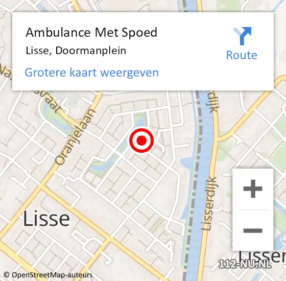 Locatie op kaart van de 112 melding: Ambulance Met Spoed Naar Lisse, Doormanplein op 10 juli 2024 21:35