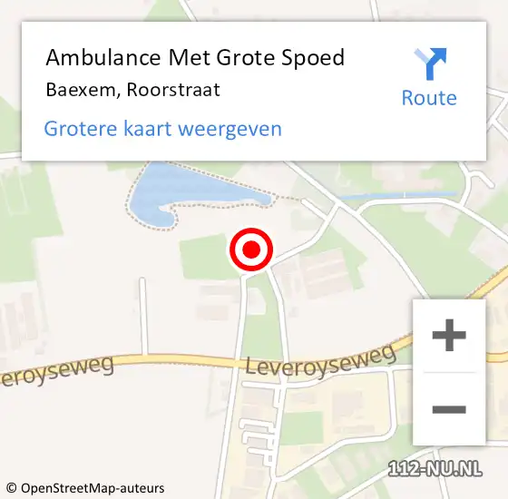 Locatie op kaart van de 112 melding: Ambulance Met Grote Spoed Naar Baexem, Roorstraat op 10 juli 2024 21:47