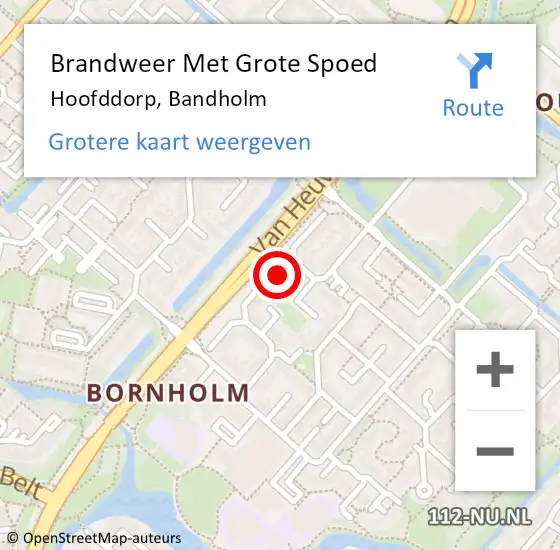 Locatie op kaart van de 112 melding: Brandweer Met Grote Spoed Naar Hoofddorp, Bandholm op 10 juli 2024 22:00