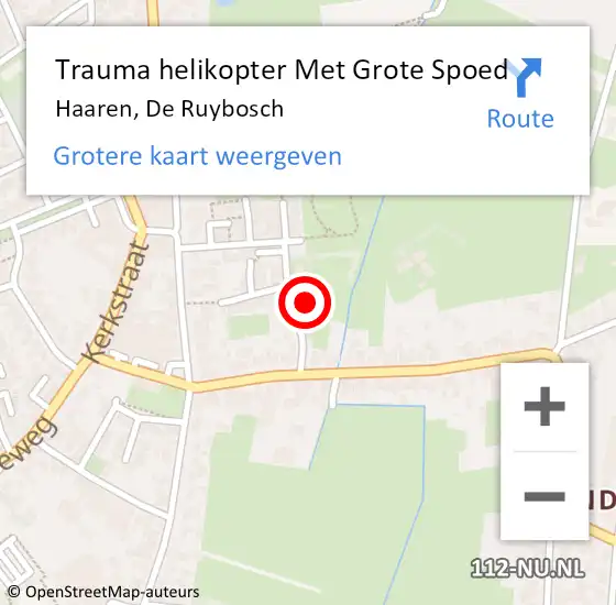 Locatie op kaart van de 112 melding: Trauma helikopter Met Grote Spoed Naar Haaren, De Ruybosch op 10 juli 2024 22:04