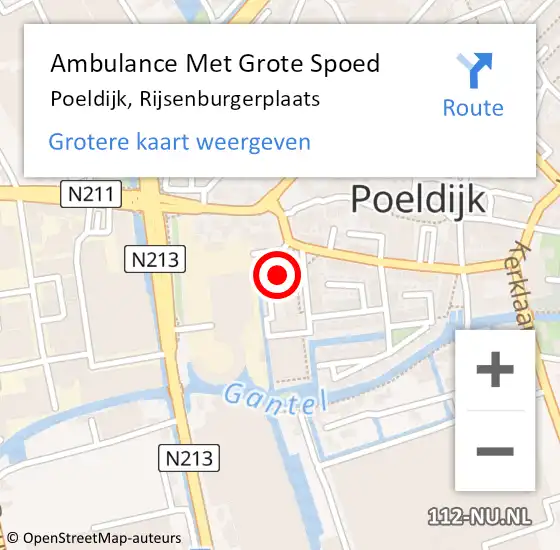 Locatie op kaart van de 112 melding: Ambulance Met Grote Spoed Naar Poeldijk, Rijsenburgerplaats op 10 juli 2024 22:07