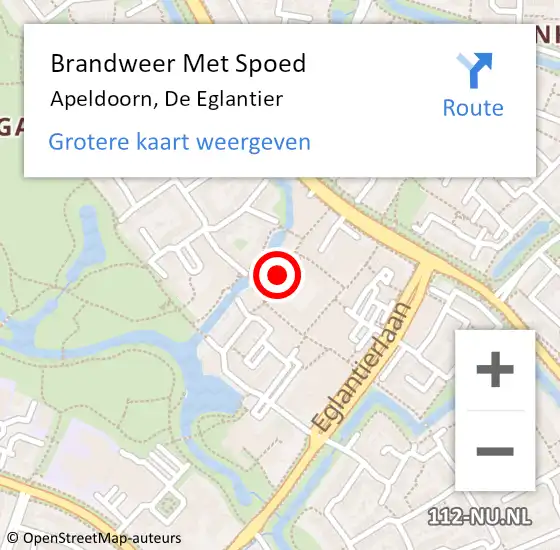 Locatie op kaart van de 112 melding: Brandweer Met Spoed Naar Apeldoorn, De Eglantier op 10 juli 2024 22:16