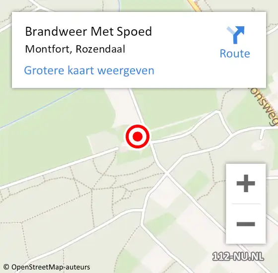 Locatie op kaart van de 112 melding: Brandweer Met Spoed Naar Montfort, Rozendaal op 10 juli 2024 22:22