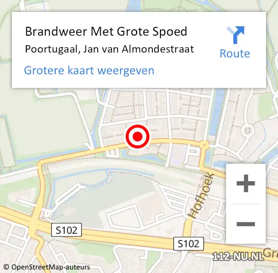 Locatie op kaart van de 112 melding: Brandweer Met Grote Spoed Naar Poortugaal, Jan van Almondestraat op 10 juli 2024 22:27