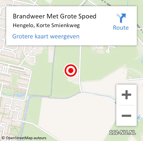 Locatie op kaart van de 112 melding: Brandweer Met Grote Spoed Naar Hengelo, Korte Smienkweg op 10 juli 2024 22:49