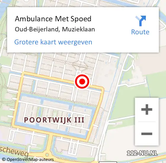 Locatie op kaart van de 112 melding: Ambulance Met Spoed Naar Oud-Beijerland, Muzieklaan op 10 juli 2024 23:13