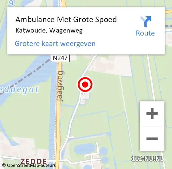 Locatie op kaart van de 112 melding: Ambulance Met Grote Spoed Naar Katwoude, Wagenweg op 10 juli 2024 23:15