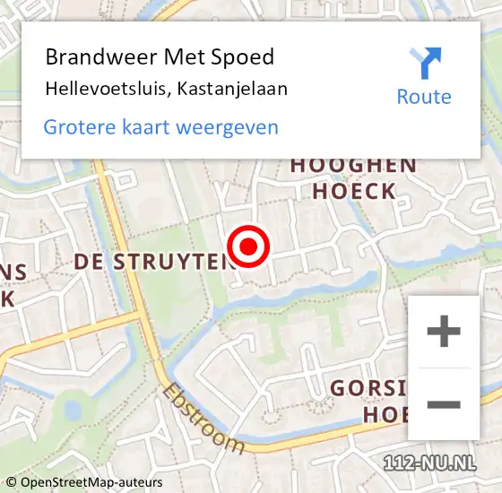 Locatie op kaart van de 112 melding: Brandweer Met Spoed Naar Hellevoetsluis, Kastanjelaan op 10 juli 2024 23:20