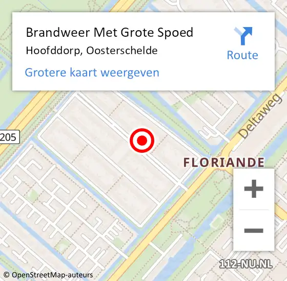 Locatie op kaart van de 112 melding: Brandweer Met Grote Spoed Naar Hoofddorp, Oosterschelde op 10 juli 2024 23:39