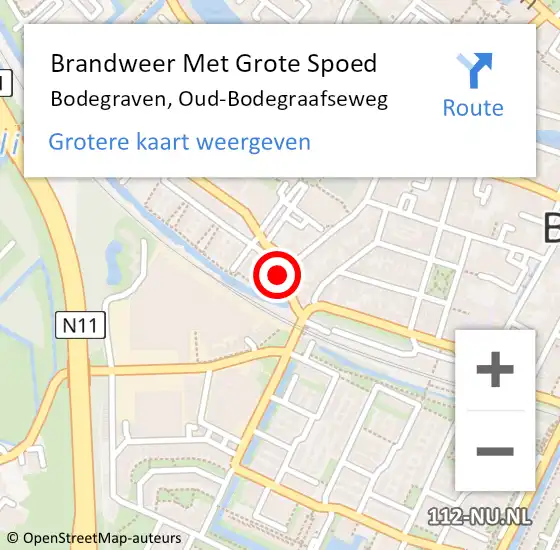 Locatie op kaart van de 112 melding: Brandweer Met Grote Spoed Naar Bodegraven, Oud-Bodegraafseweg op 10 juli 2024 23:40